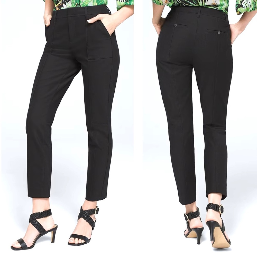 WHBM Straight Crop Pants Women’s Size 4 Mid Rise Patch Pocket Vertical Seams